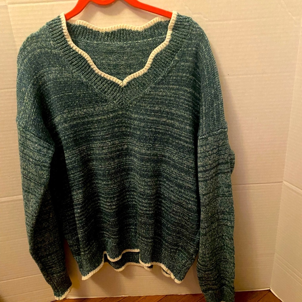 Sweater Green & White Heather